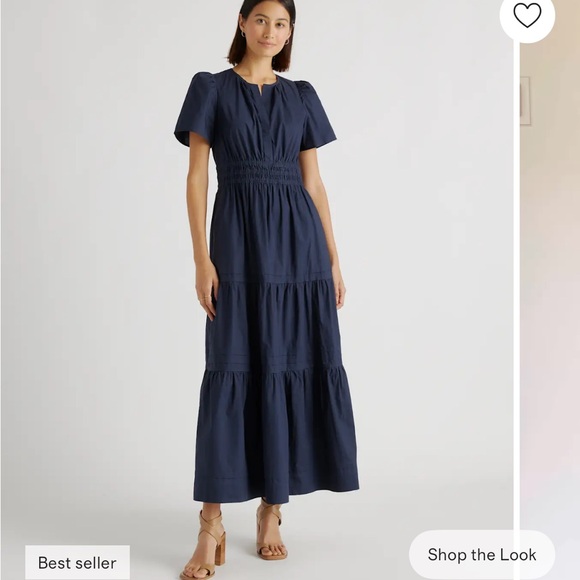 Quince Navy Tiered Maxi Dress - Picture 2 of 16